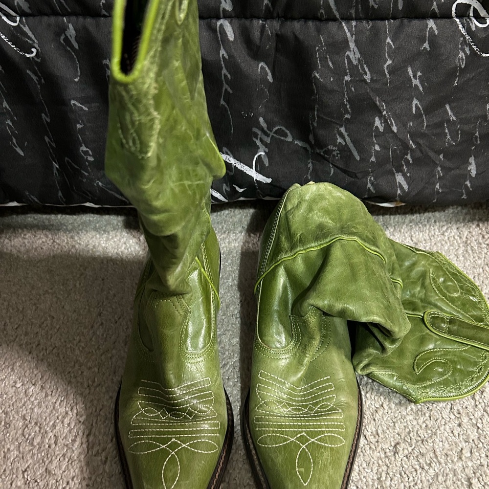 Green Steve Madden Leather Cowboy Boots